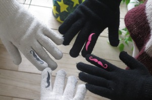Cute mustache gloves from the Claire's!